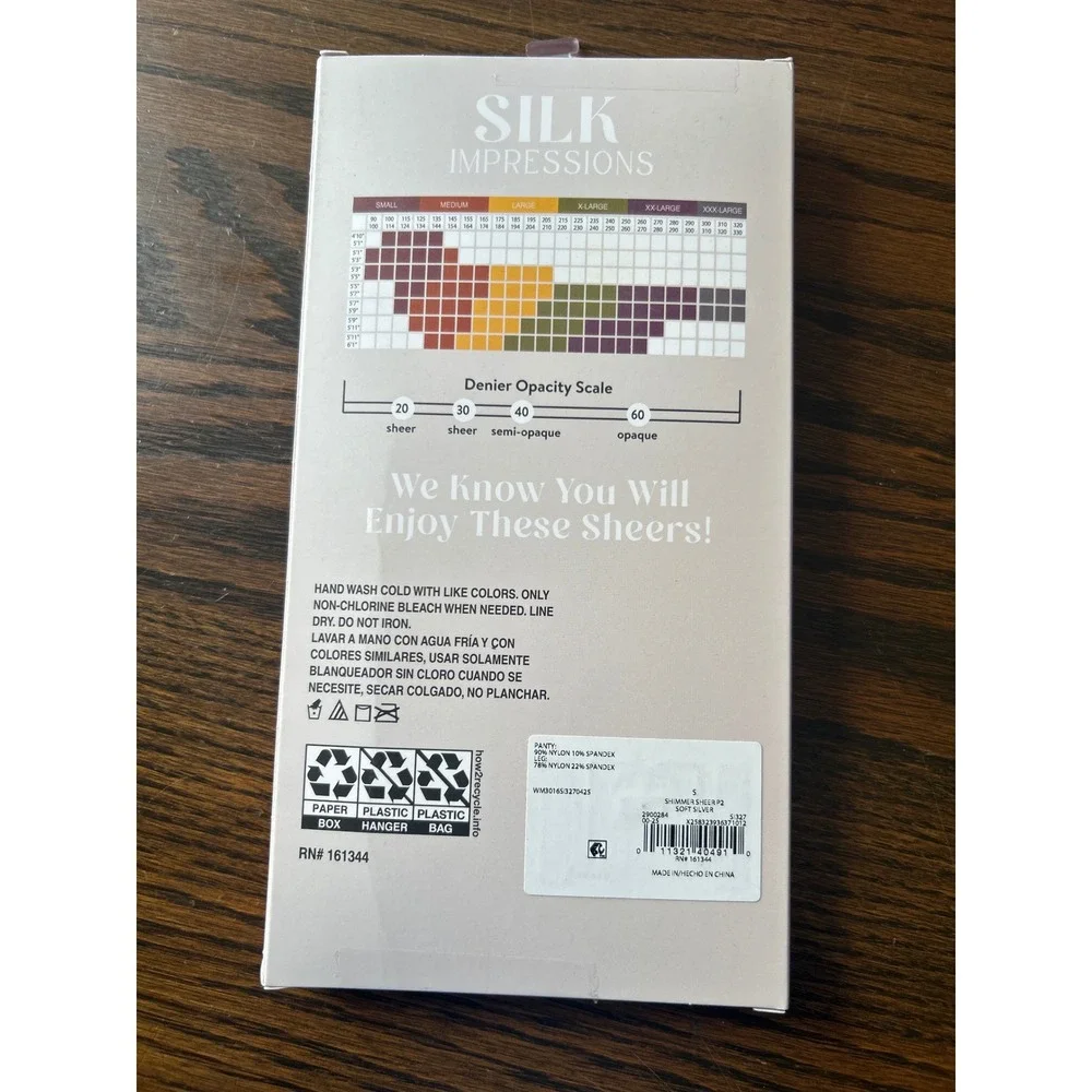Silk Impressions S 2Pack Sheer Shimmer High Waist Pantyhose Soft Silver 20Denier
